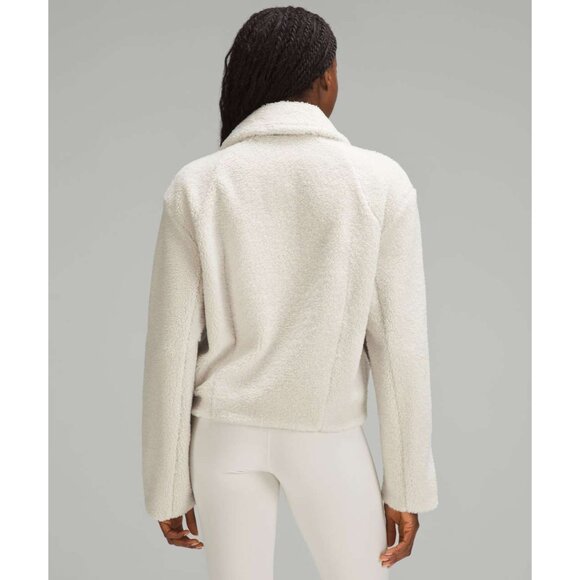 Lululemon Athletica Womens Small Textured Fleece Collared Cropped Jacket Bone - Picture 5 of 10